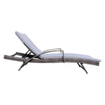 Adjustable Outdoor Wicker Sun Lounger Cushioned Recliner