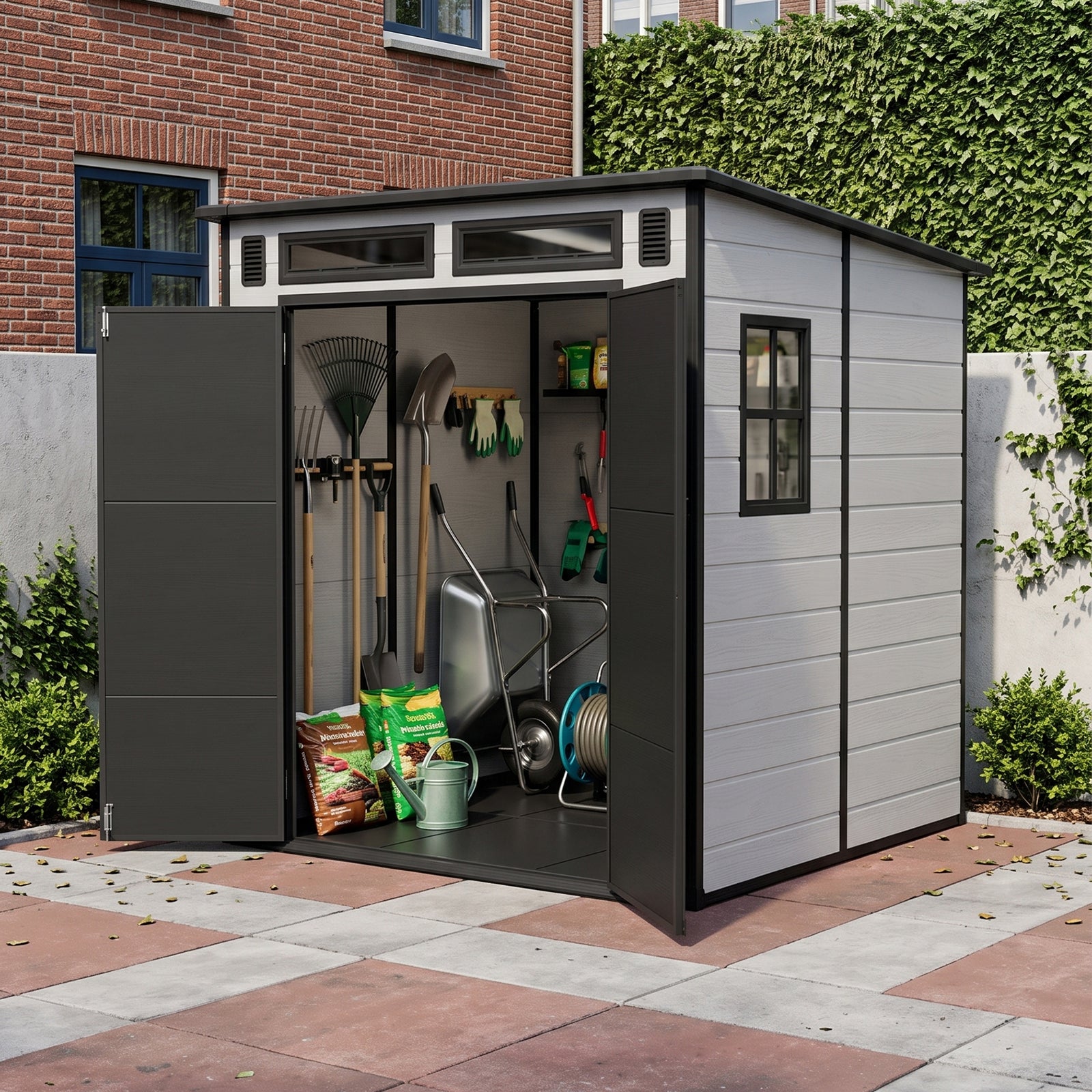 Breeins 6 X 6ft Outdoor Garden Pent Roof Tool Storage Shed