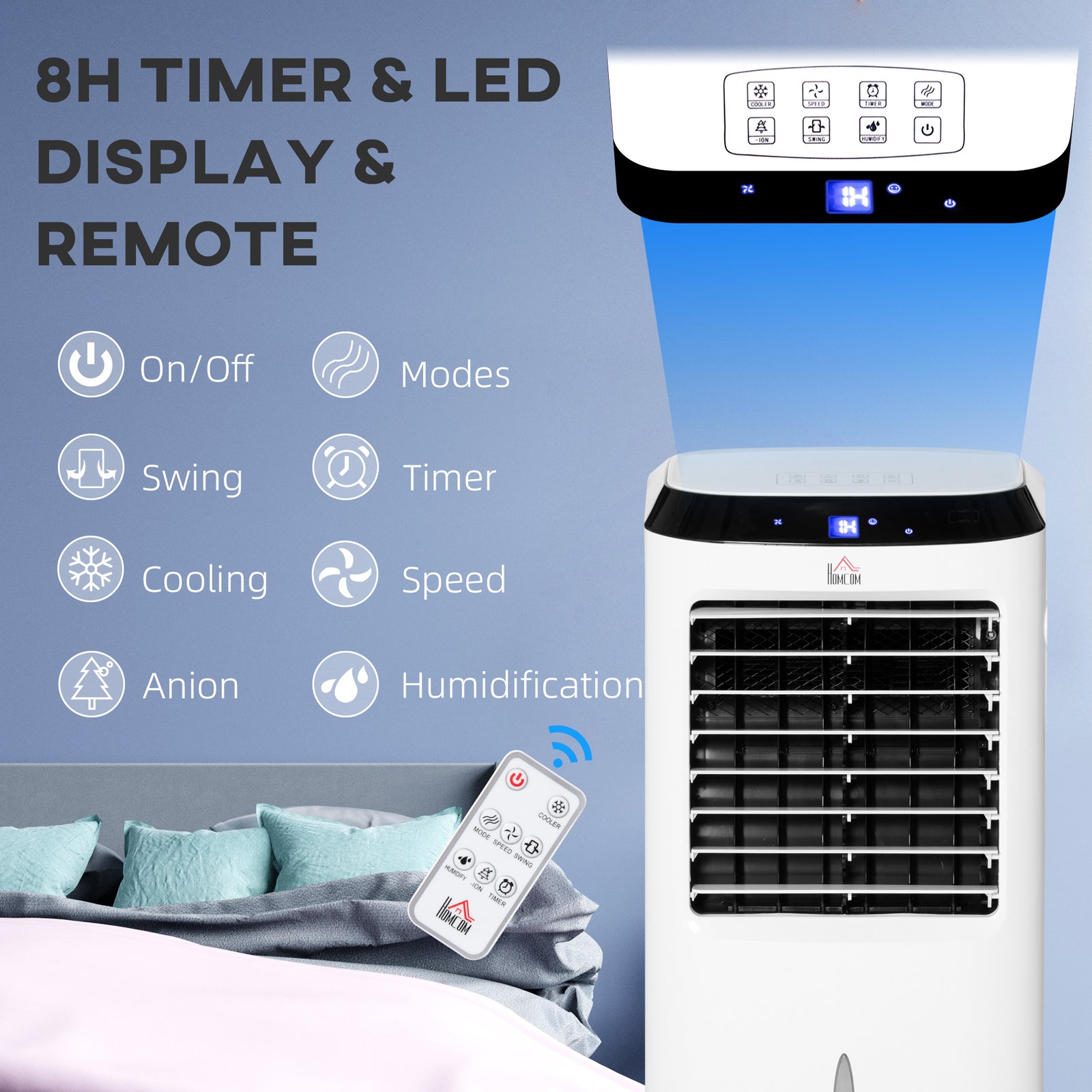 Portable Air Cooler, Evaporative Anion Ice Cooling Fan