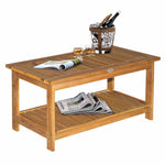 2-tier Outdoor Coffee Table, Wood Tea Table, Slat Design