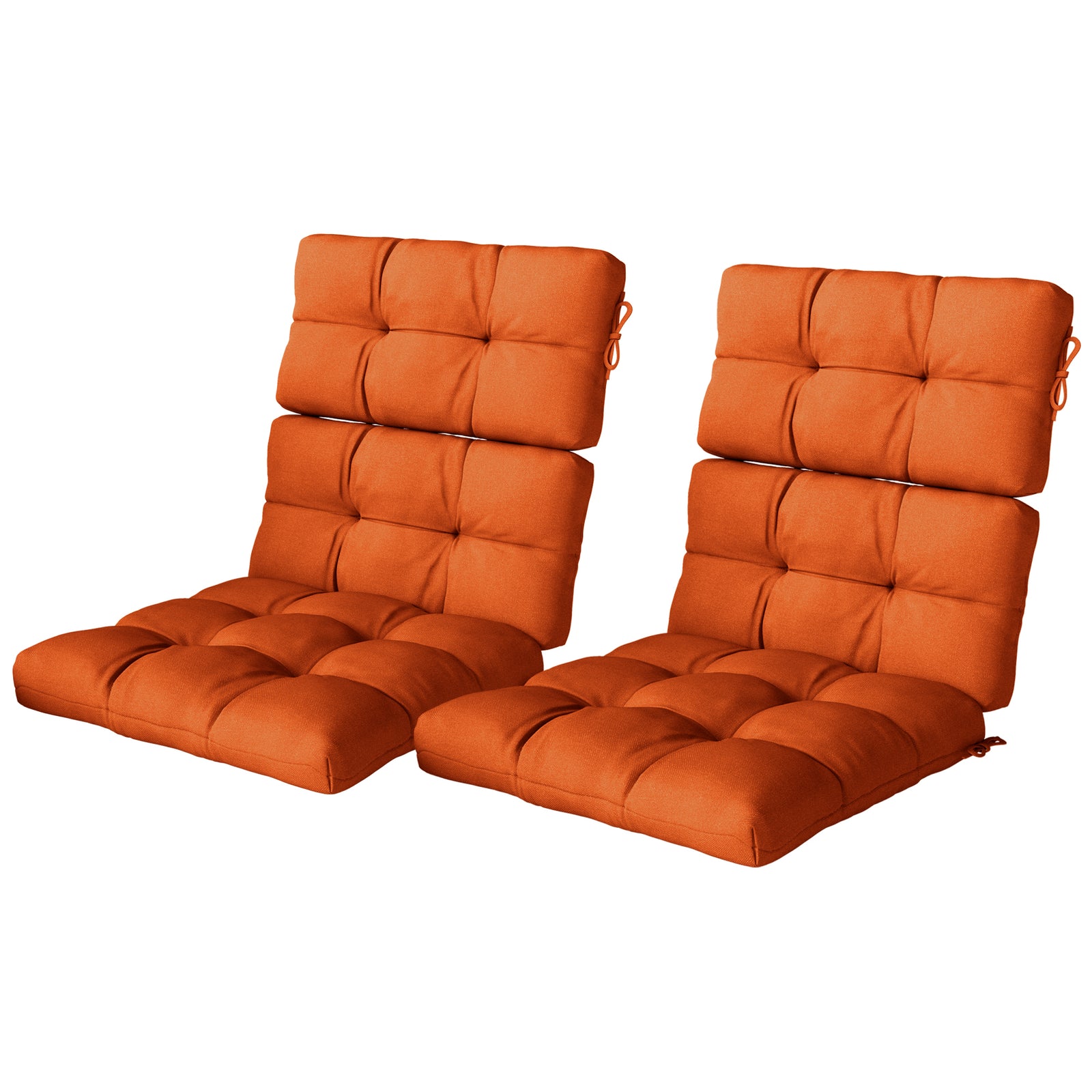 Orange Outdoor Seat Cushions, Pair