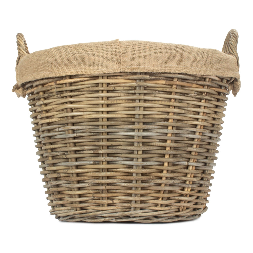 Round Grey Rattan Log Basket | Gray
