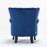 Vintage Old-fashion Velvet Wing Back Armchair With Studs | Dark Blue