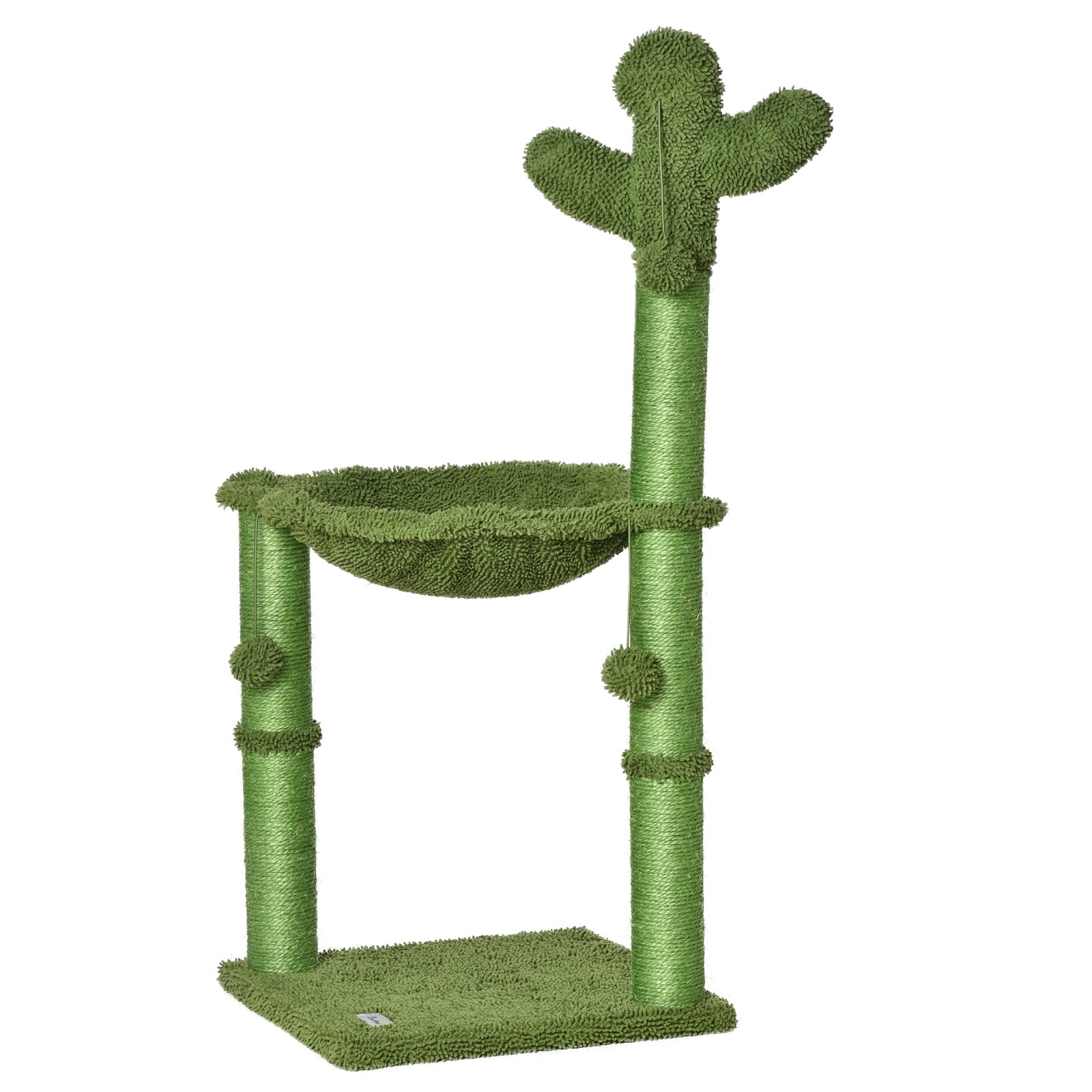 Cactus Cat Tree Tower Sisal Scratching Post With Hammock 40 X 40 X 96 Cm