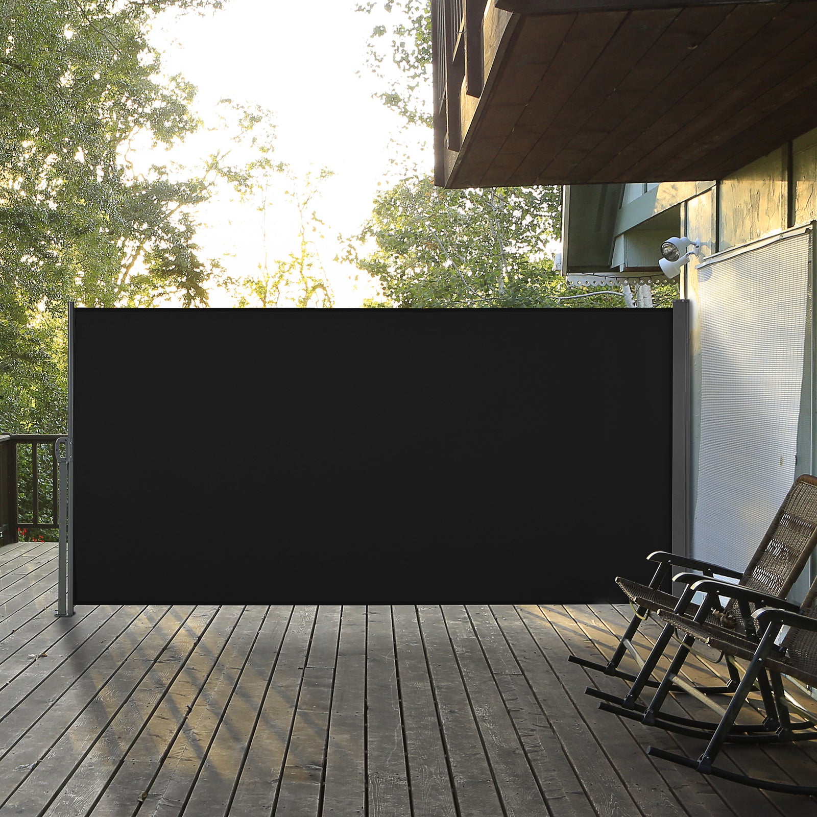Retractable Sun Side Awning Screen | Small | Black
