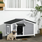 Pawhut Wooden Dog Kennel For Outside 97l X 72w X 65hcm, Grey