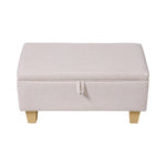 Modern Linen Upholstered Storage Bench | Pink