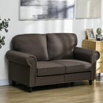 2 Seater Sofa For Living Room With Nailhead Trim | Double | Brown