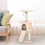 Corner Cat Tree Tower For Indoor Cats With Scratching Post, Condo | Beige