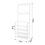 Entryway 4 Tier Shoe Rack With Coat Hanger | White