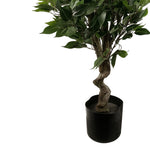 110cm Artificial Evergreen Twist Ficus Tree Silver Curve Planter