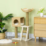 Cat Tree Kitten Tower Cattail Weave W/ Scratching Posts, Bed, House