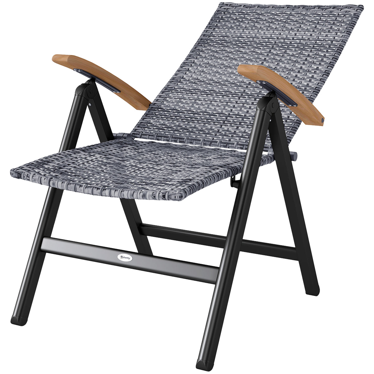 Outdoor Folding Rattan Chair, Dining Chair | Set of 1 | Light Grey