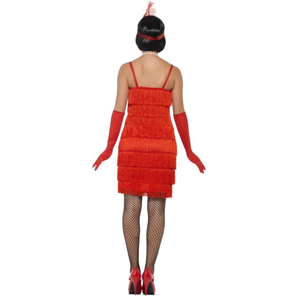 Flapper Costume, With Short Dress | Large | Red