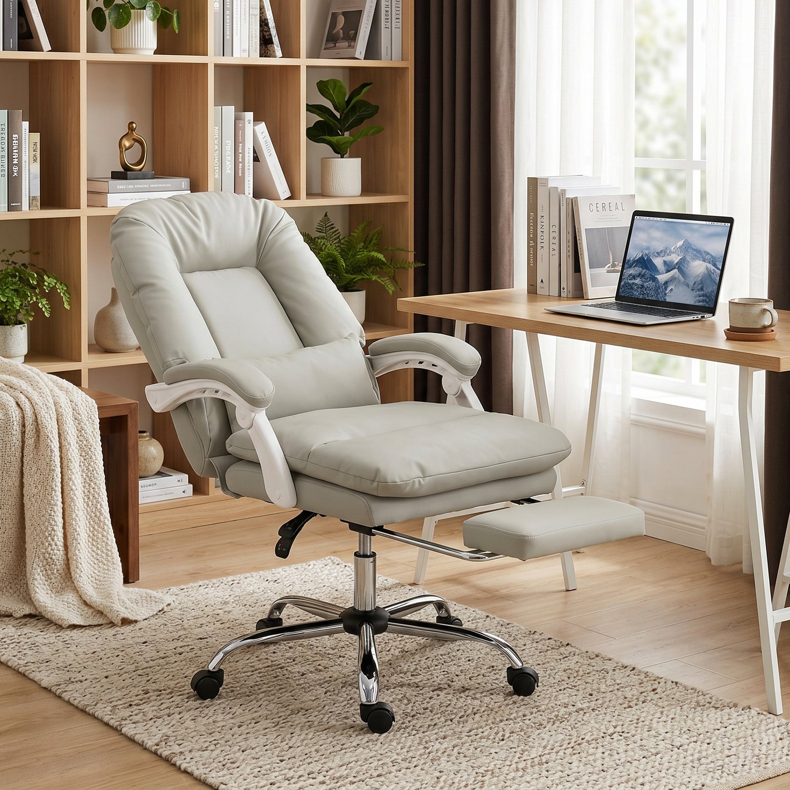 Reclining Office Chair, Desk Chair With Lumbar Support | Khaki