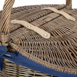 Wicker Antique Wash Finish Oval Picnic Basket | Blue