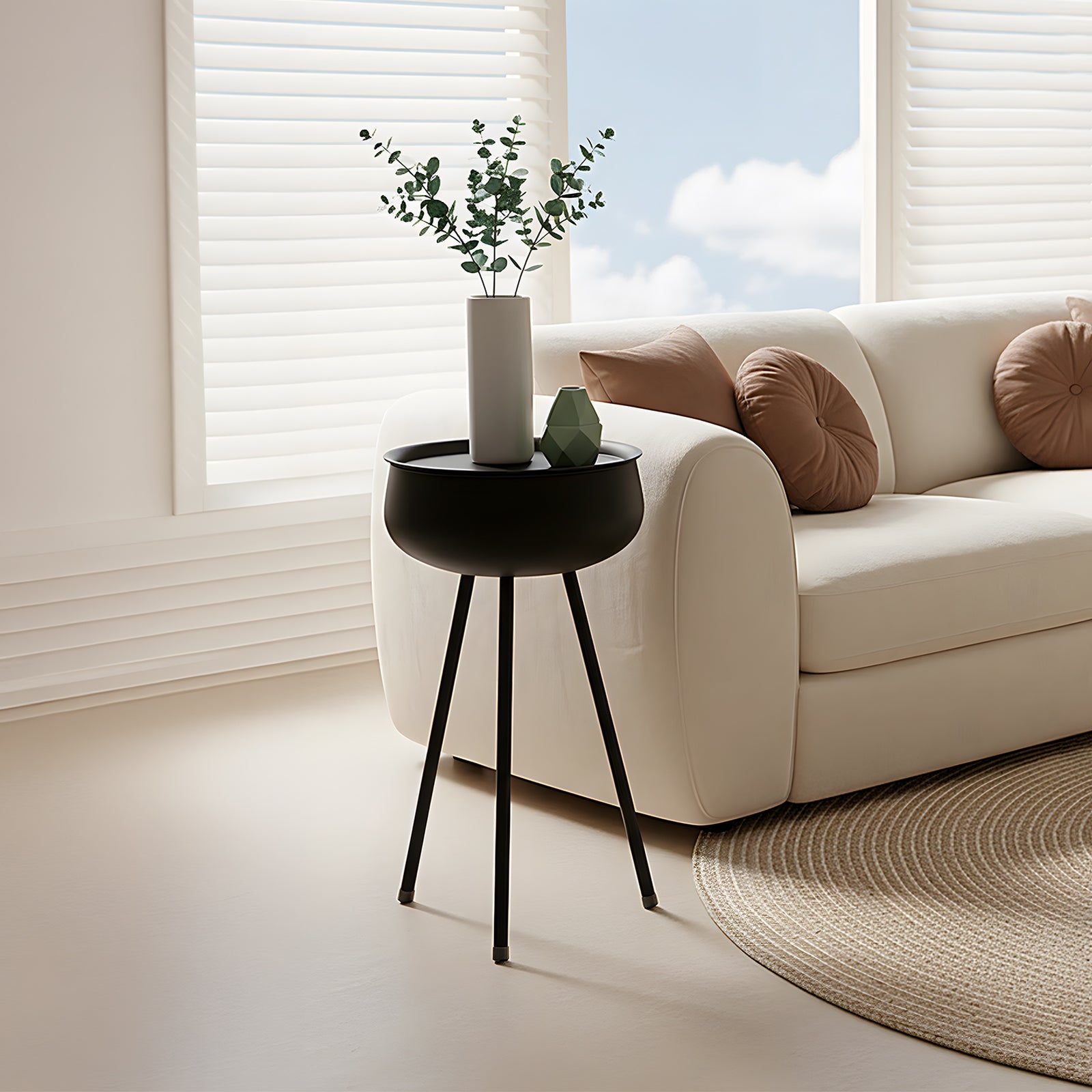 Breeins Modern Metal Side Table With Storage
