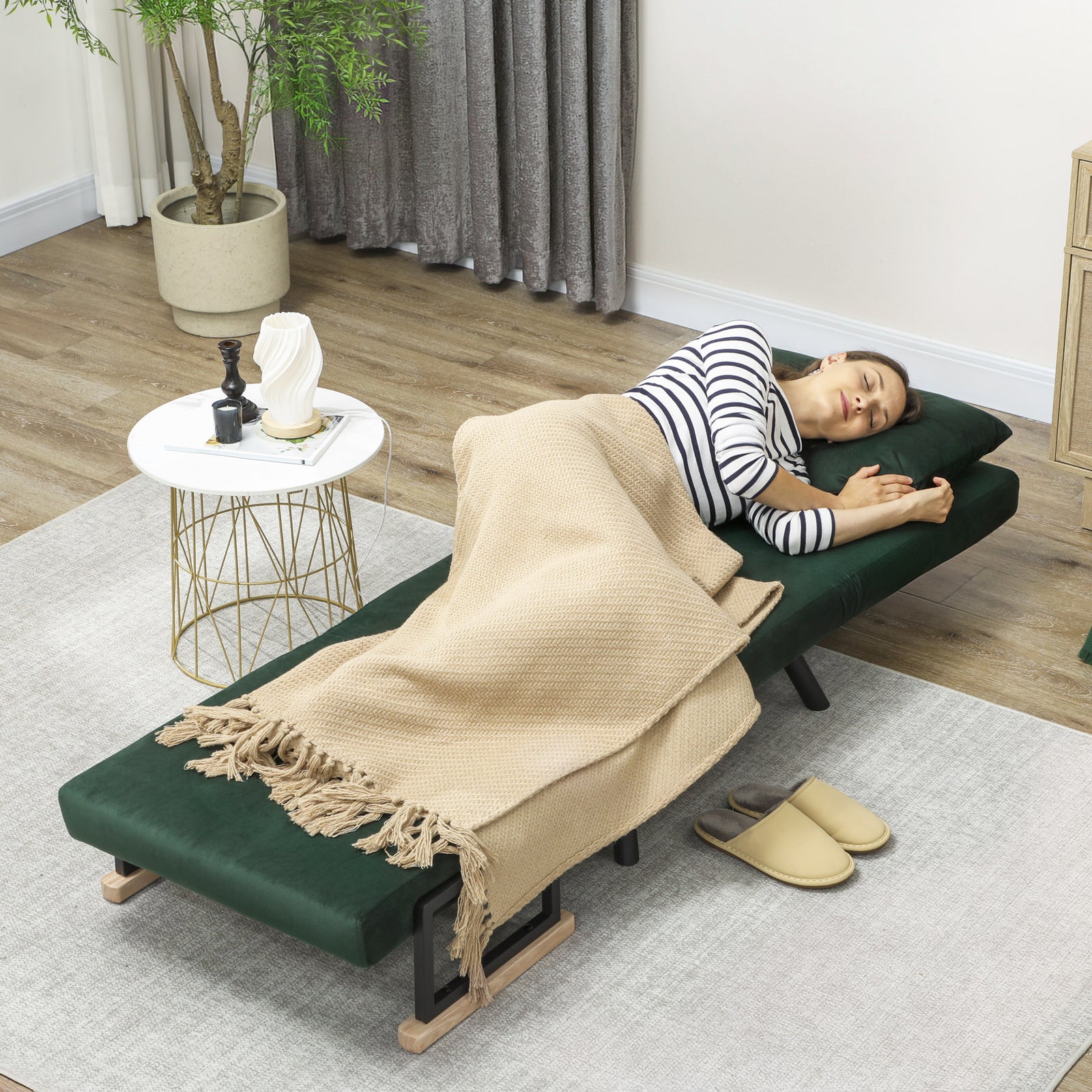 Click Clack Single Chair Bed Settee For Living Room, Green