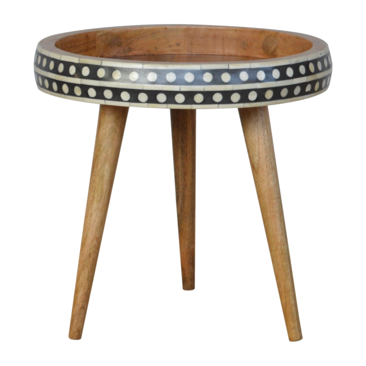 Solid Mango Wood Small Dotted End Table