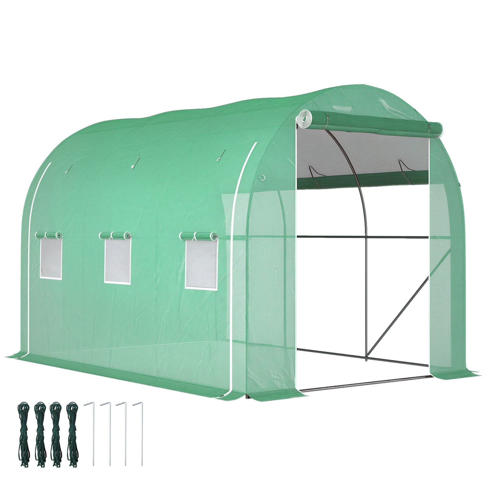 Polytunnel Greenhouse Pe Cover Galvanised Steel Frame Green