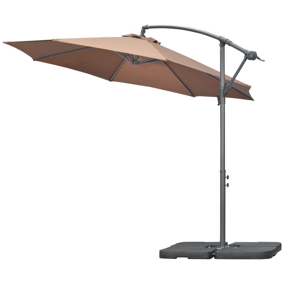 3(m) Garden Banana Parasol Cantilever Umbrella w/ Base Weights & Cover | Coffee