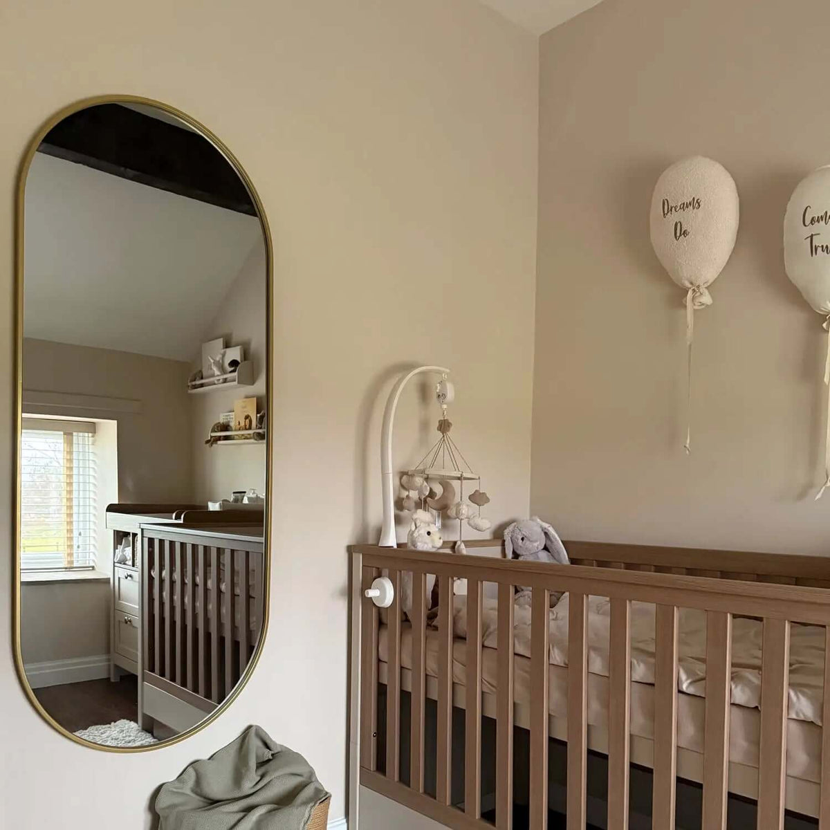 Emi- Gold Metal Runway Oval Mirror | 120cm x 40cm
