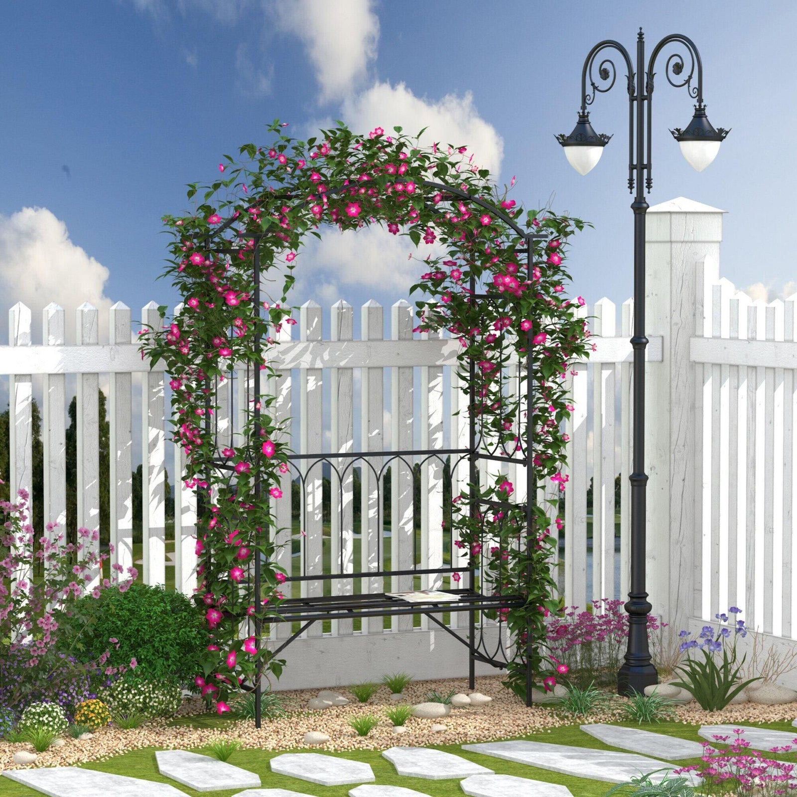 Garden Arbour Bench Plant Climbing Support Trellis