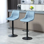 Set Of 2 Microfibre Retro Tub Bar Stools | Blue