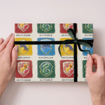 Hogwarts Houses 2 Sheets & 2 Tags Wrapping Paper