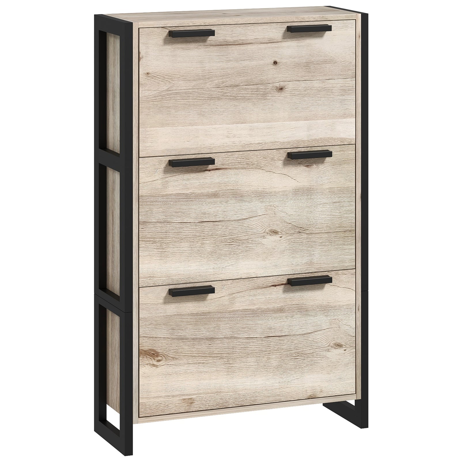 Entryway Shoe Cabinet With 3 Flip Drawers Adjustable Shelves