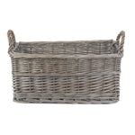 Wicker Shallow Antique Wash Storage Basket | Small | Brown