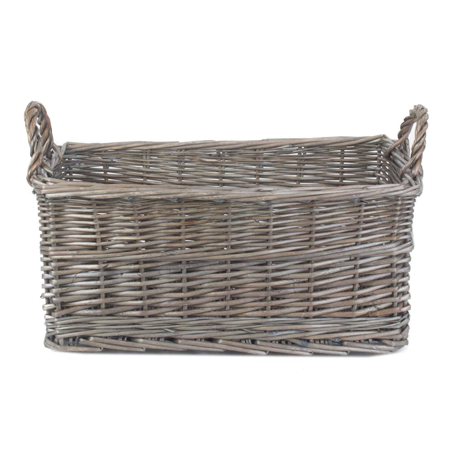 Wicker Shallow Antique Wash Storage Basket | Small | Brown