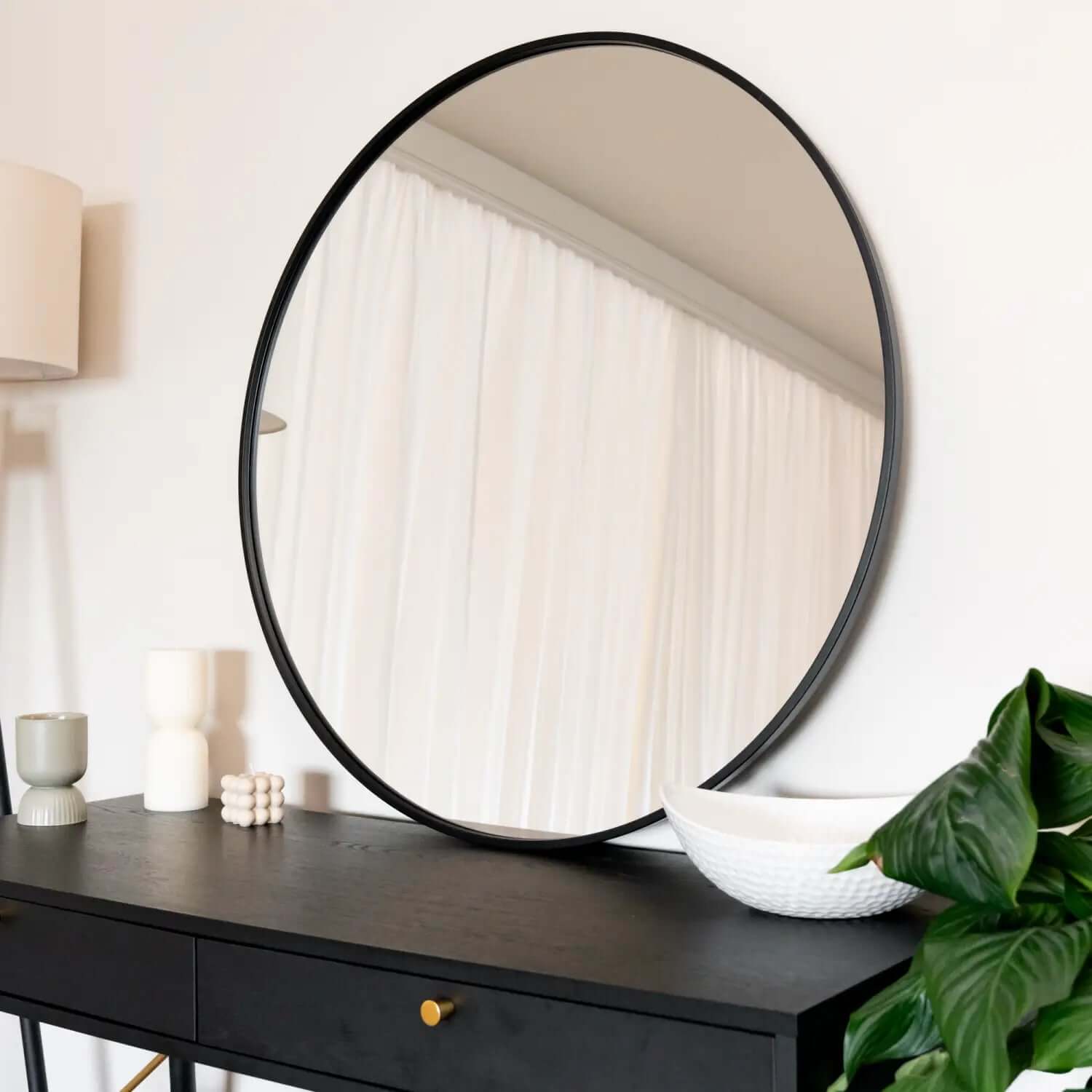 Rei - Round Metal Circle Mirror | 90cm x 90cm | Black