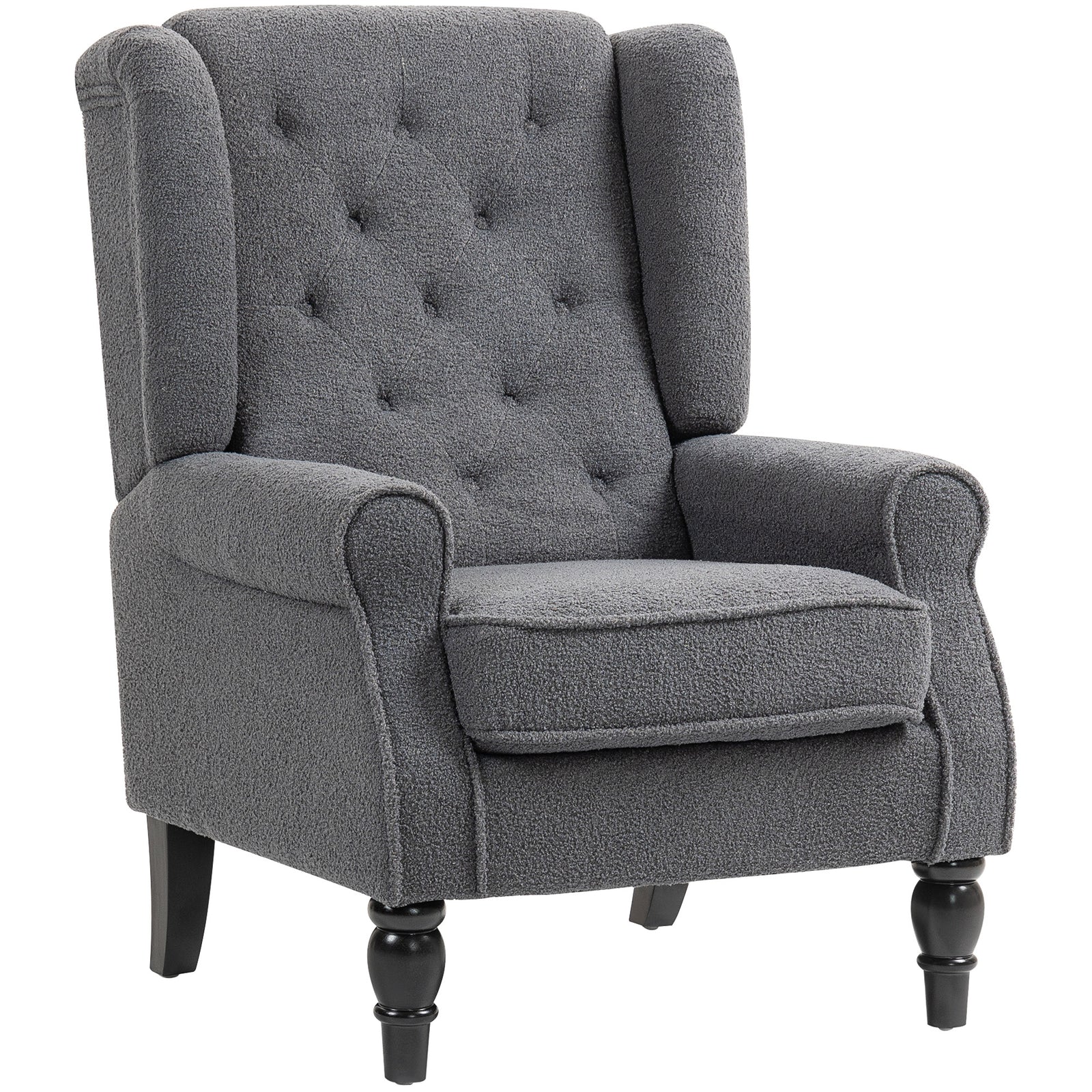 Accent Armchair Home Furniture Retro Tufted Club Wood | One Size | Charcoal Grey