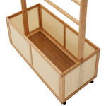 Breeins Freestanding Bamboo Clothes Rack With Rattan Basket