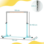 Adjustable Kids Gymnastics Bar Horizontal Training Steel Frame Wood | Blue
