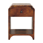 Solid Wood Newton Mini Chestnut Nightstand With A Drawer And Open Shelf