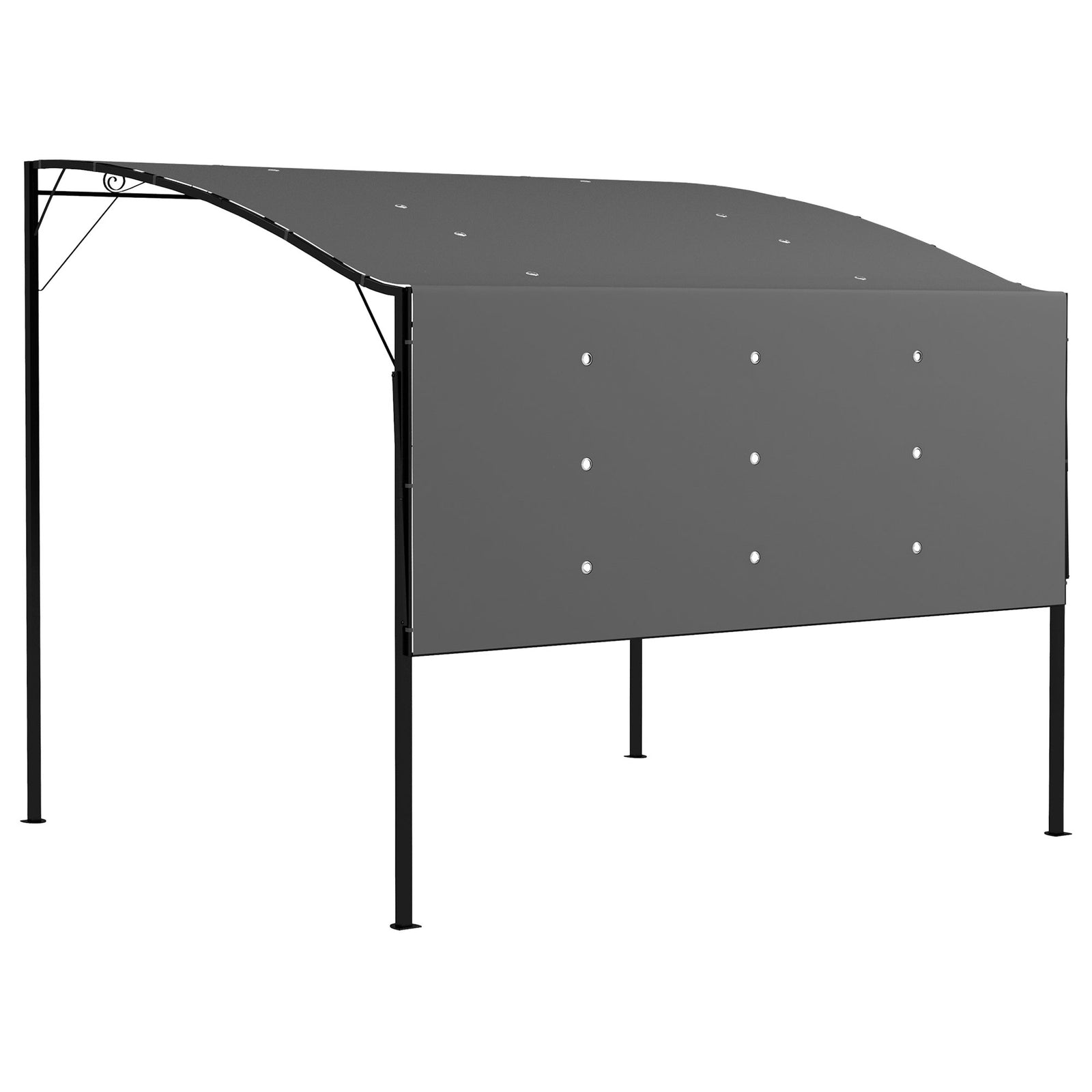 Patio Metal Gazebo Door Window Awning Wall Mount Shelter | Charcoal Gray