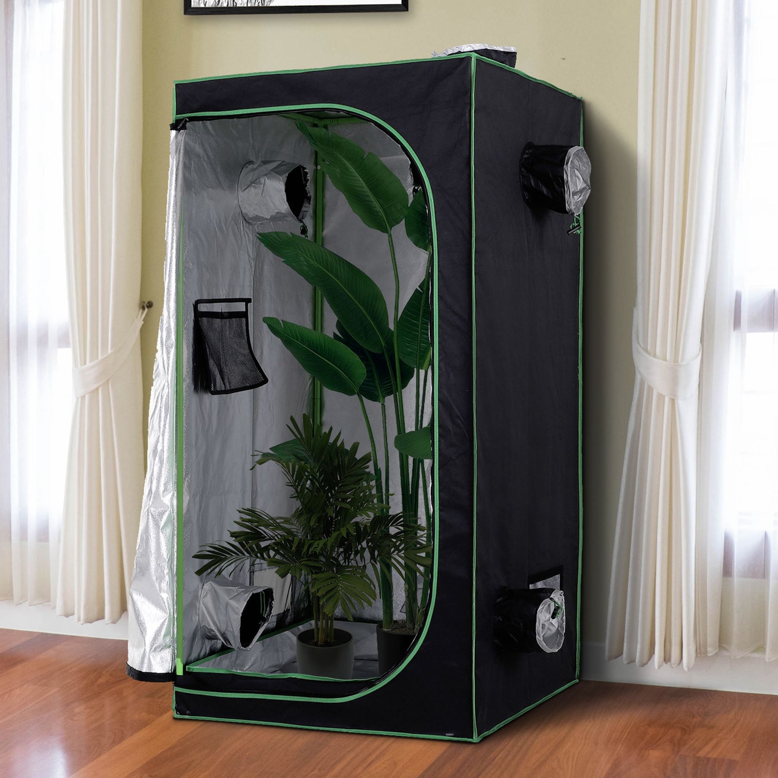 80x80x160cm Indoor Plant Grow Tent Hydroponic Mylar | Black