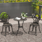 3 Piece Patio Bistro Set, Aluminium Garden Table And Chairs | Bronze