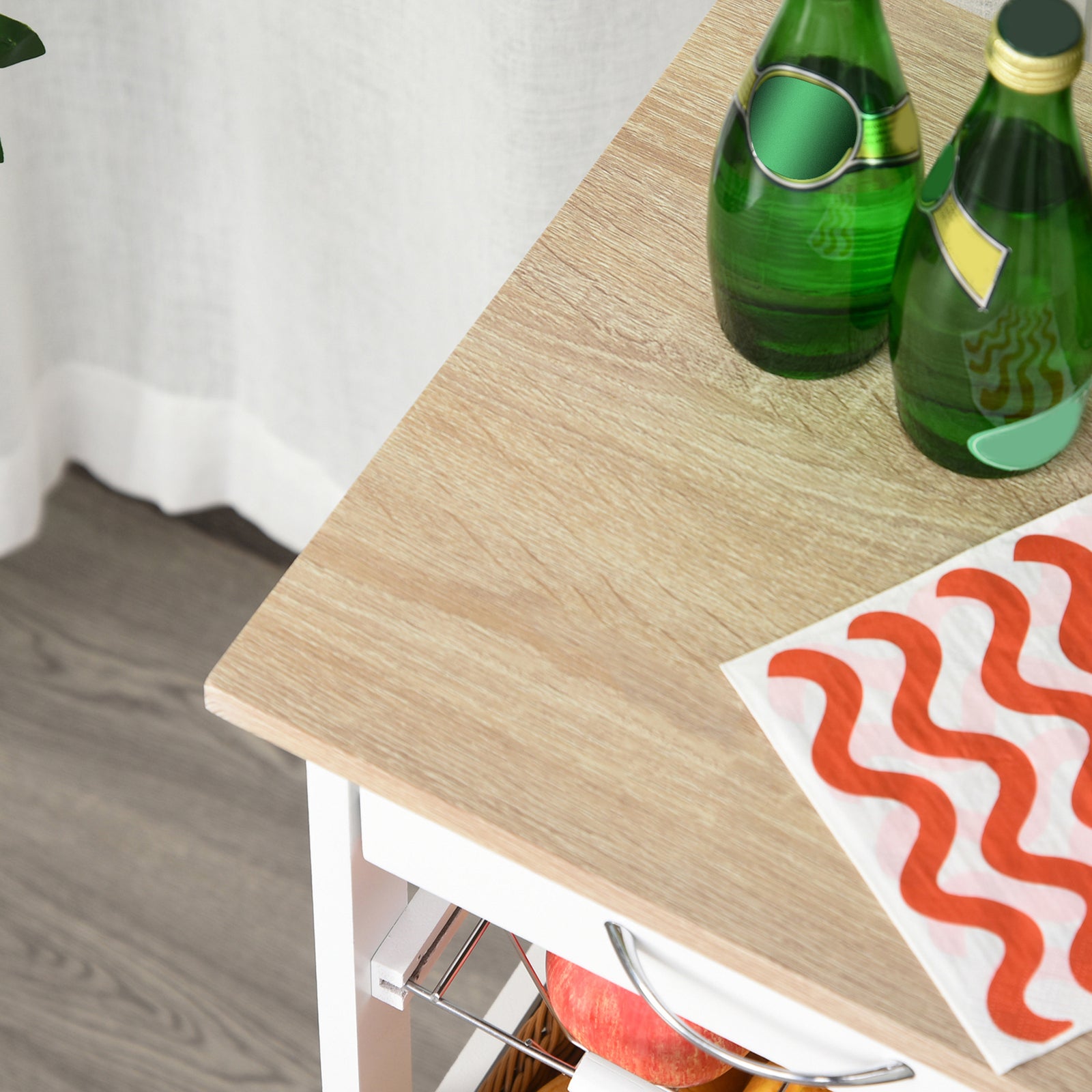 Rolling Kitchen Island With Metal Baskets