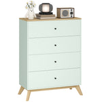 HOMCOM Chest Of Drawers, 4 Drawer Storage Cabinet, Light Green And Oak