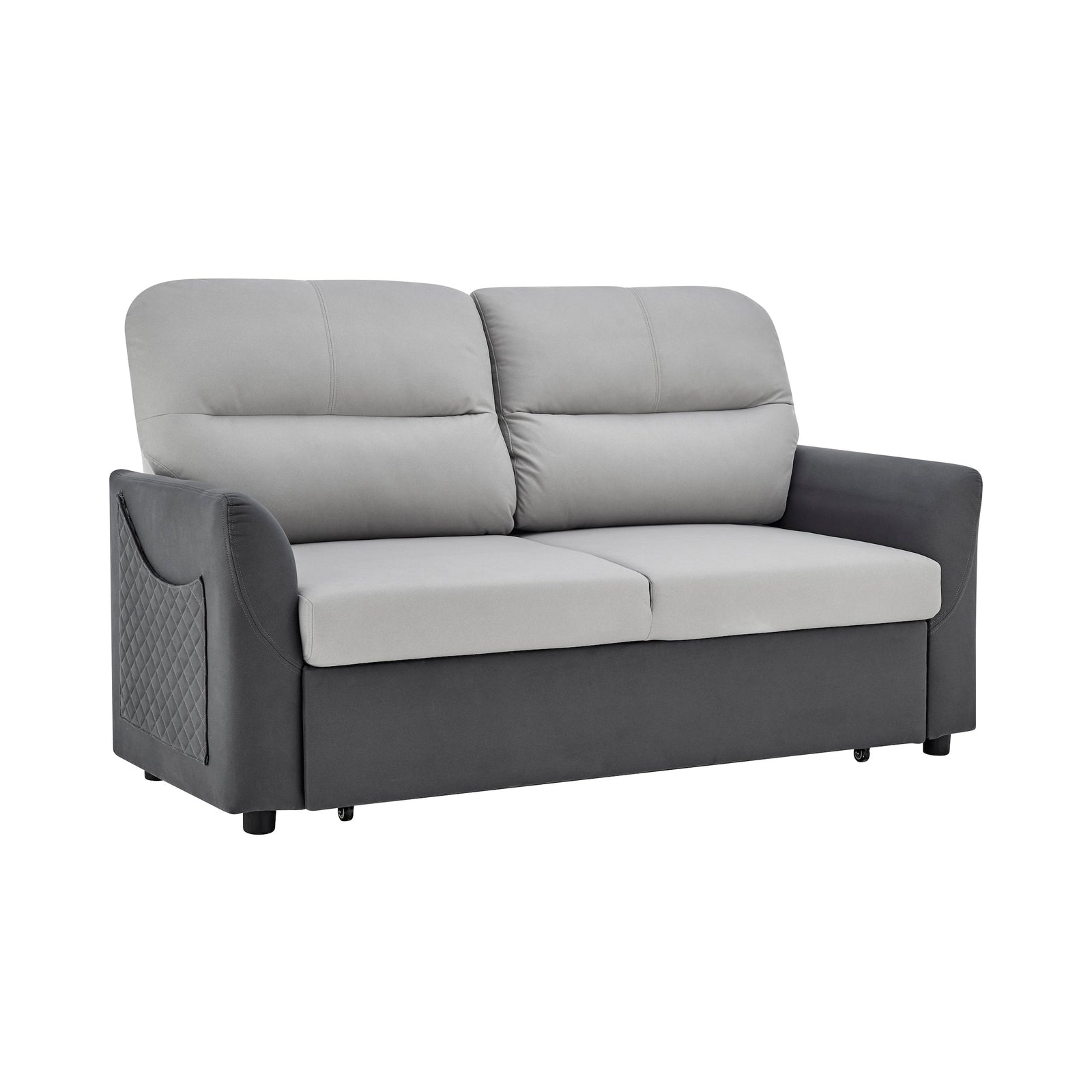 Faux Suede Double Pull-out Sofa Bed - 2 Seater