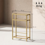 Slim Side Table, End Table With Tempered Glass Tabletop | Gold