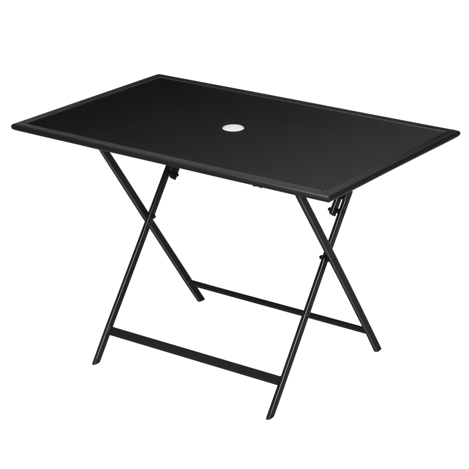 Folding Patio Dining Table W/ Parasol Hole