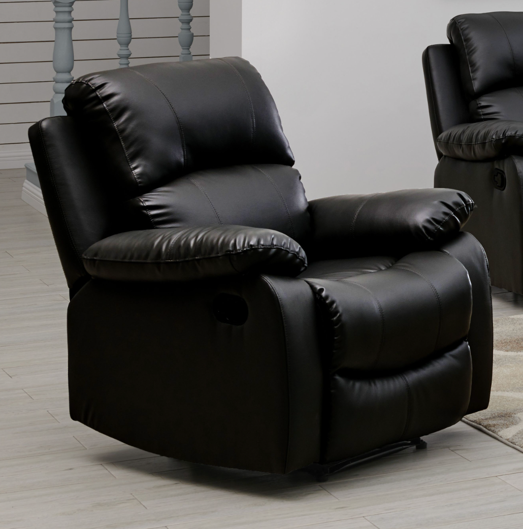 Bonded Leather Recliner Armchair | Black