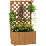 Wooden Planter W/ Trellis And Drainage Holes | Natural