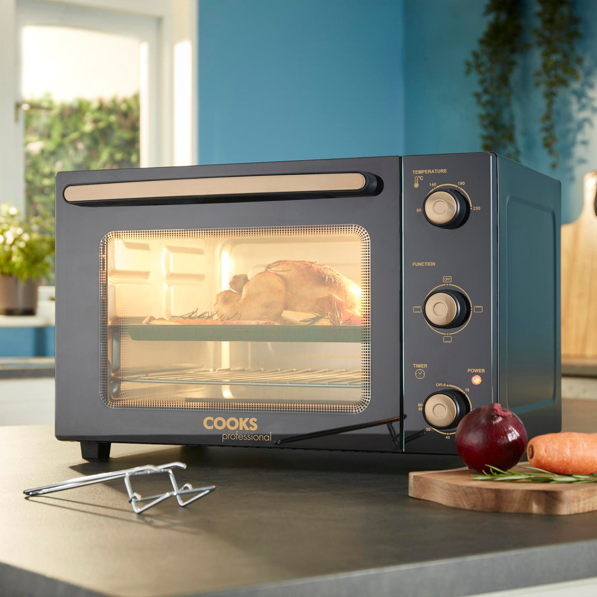 34l Mini Oven Grill Tabletop Counter Top Multi Fuction Cooker Black  Copper | Black & Gold