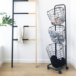 3-tier Iron Rolling Laundry Basket With Wheels