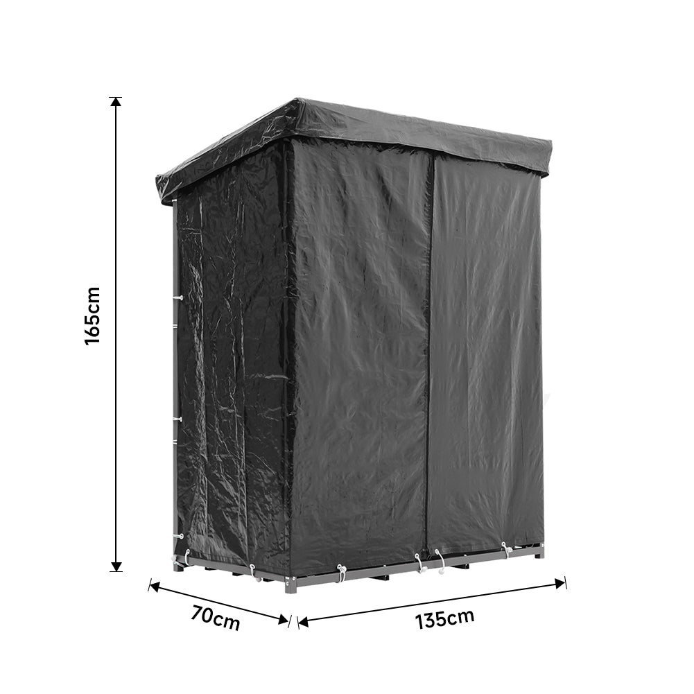 Metal Firewood Log Rack With Waterproof Cover | Medium | Black